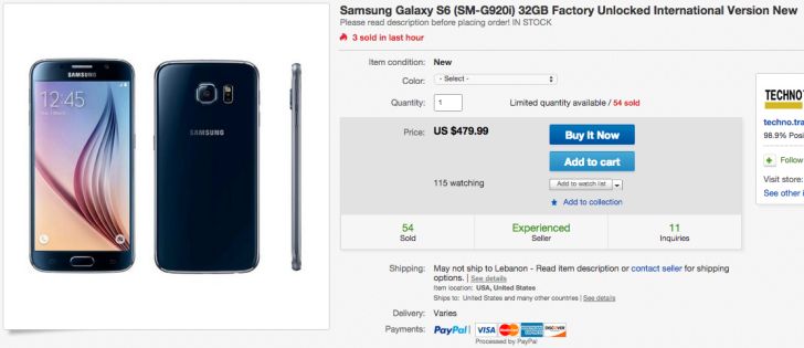 Fotografía - [Alerta Trato] Get The desbloqueado 32GB Samsung Galaxy S6 Por $ 479.99 en Ebay
